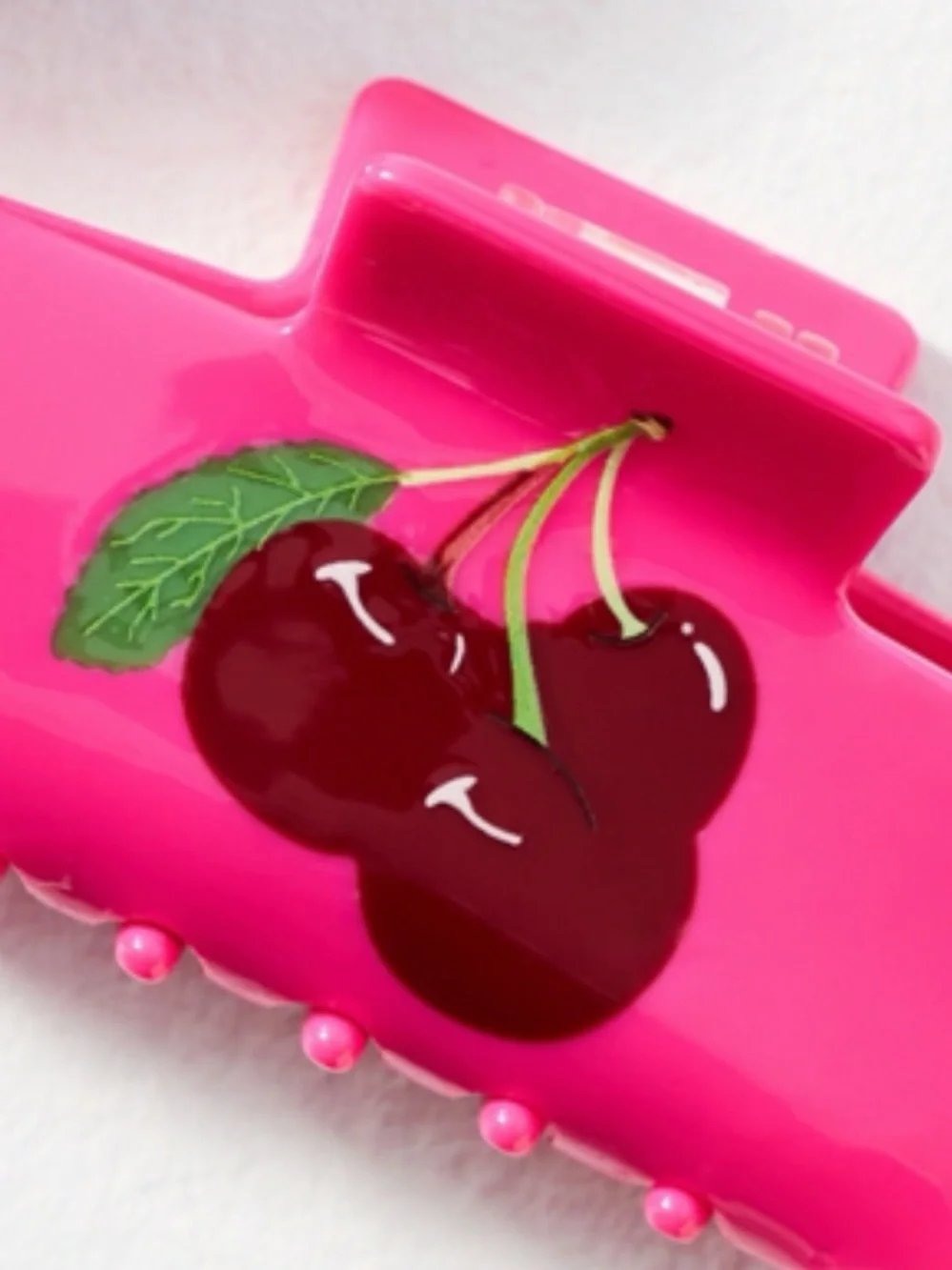 Anthropologie Fruit Icon Cherry Hair Claw Clip in Pink & Red New